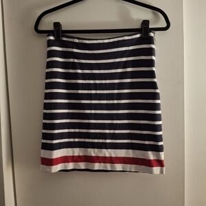 Banana Republic Women's Striped Pencil Skirt in Navy and White with Red Trim